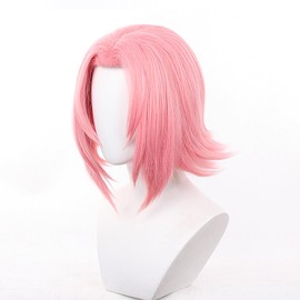 XiongXiongLe Haruno Sakura Pink Short Wig for Women Cosplay Straight Hair Replacement Costumes Wigs Adult Cos Anime Party Halloween Christmas Comic