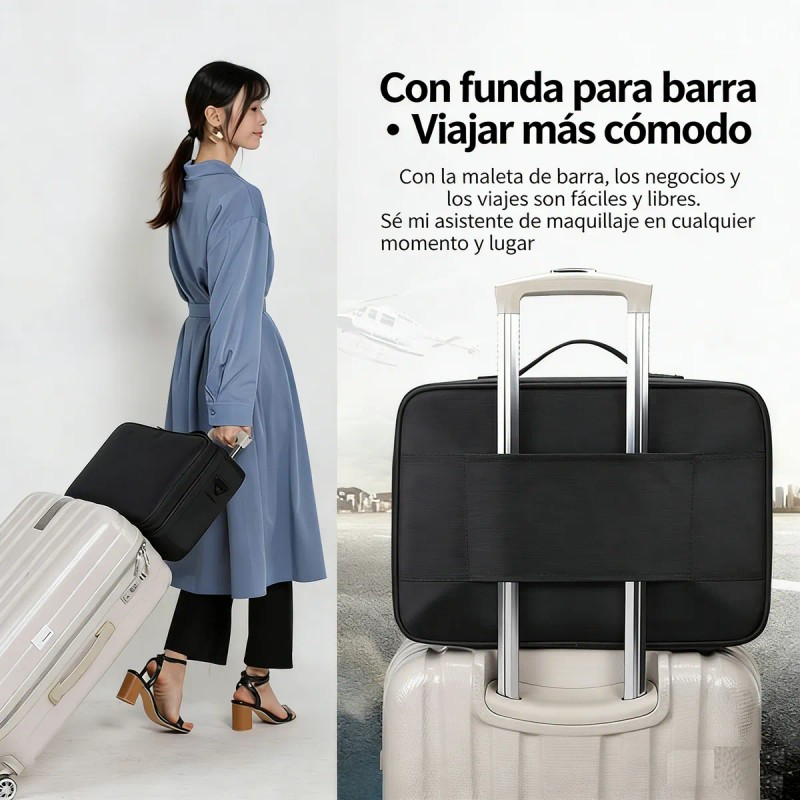 Estuche De Maquillaje Profesional Viaje Divisores Xl Negro Negro