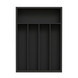 Unibambou Bamboo Kitchen Drawer Organizer - silverware organizer - Cutlery Tray - Utensil Tray - drawer dividers and Utensil Holder with Wood Silverware Holder for Flatware Cutlery (5 Slots, Black)