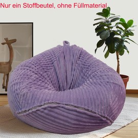 Bestenrose No Filling Bean Bag Chair for Kids and Adults Only Cover for Sofa Stuffed Animals (Purple, XL)
