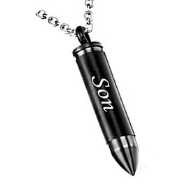 MEMORIALU Black Celtic Cross Bullet Urn Necklaces for Ashes Cremation Jewelry Keepsake Memorial Pendant (Son)