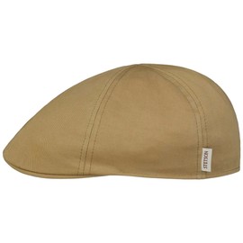Stetson Texas Hertford Flat Cap - Plain Hat - Cotton Peaked Cap with UV Protection 40+ - Made in EU - Men - Spring/Summer, khaki