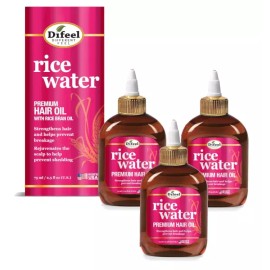 Deepil 디필 라이스 워터 프리미엄 헤어 오일 2.5온스 팩 3 - 모발용 보습제 강화 D'phil Rice Water Premium Hair Oil 2.5oz Pack of 3 - Intensive Hair Moisturizer