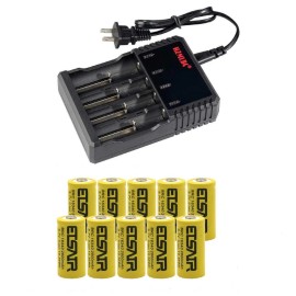 ETSAIR 16340 Battery 2800mAh RCR123A Rechargeable 3.7V Li-ion Cell Charger Lot - 20* 16340 Battery(Without Charger)
