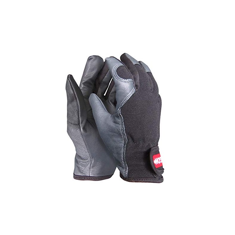 Oregon Leather Work Gloves, Stretch Leather Gloves with Adjustable Wrist