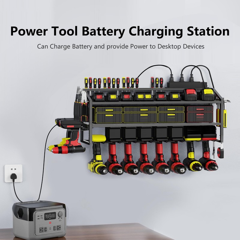 FULOOPHI Power Tool Organizer Wall Mount with Charging Station, 3