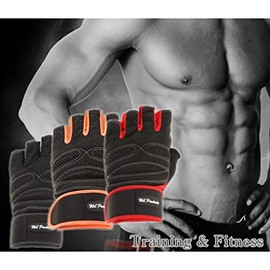 Training Gloves, Muscle Training Gloves, Wrist Wraps, Gym, Pull Ups, Wrist Protection, Weight Lifting [WL Products] (Red, L)