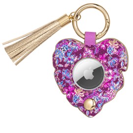 Lilly Pulitzer AirTag Keychain, Cute Air Tag Holder, Novelty Shaped AirTag Key Ring for Luggage, Car Keys, or Dog Collars (Amarena Cherry)