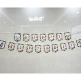 Jungle Theme Happy Birthday Banner for Baby Shower Safari Birthday Outdoor Party Yard Sign Safari Animal Banner Birthday Party Supplies and Decorations Jungle Boy Birthday Party Banner Background