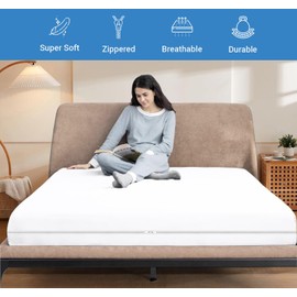 Zipper Fitted Sheet - Queen Size Zipper Fitted Sheet 16 Inch Deep Pocket 100% Cotton Blend 1pc Fitted Sheet White - Secure Fit with Zippered Closure, Soft Sateen White Zippered Sheets