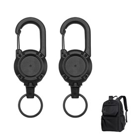 Pack of 2 Retractable Key Chains, Extendable Key Ring with Card Holder, Lanyard Extendable with 80 cm Steel Cord for ID Badge Holder, Card Holder, Key Cards