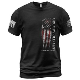 VATANAS Grumpy Old Vet Shirt, Grumpy Old Veteran Shirt, Veterans Shirts for Men, Patriotic Shirts for Men 3 (Black-M)