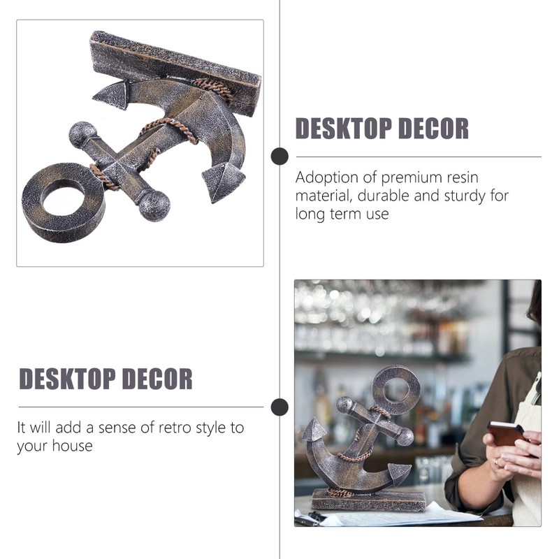 jojofuny Nautical Decor Resin Boat Anchor Model Mediterranean Style Nautical