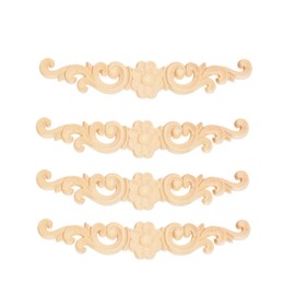MUXSAM 4pcs 16 * 3cm Holz Skulptur Lang Corner Flourish Applique Blumenmuster Möbel Deko Europäischer Stil