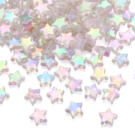Craftdady 200Pcs Transparent Acrylic Twinkle Star Spacer Beads Clear AB Color Celestial Star Loose Charm Beads 10x4mm for Jewelry Craft Making Hole:1.5mm