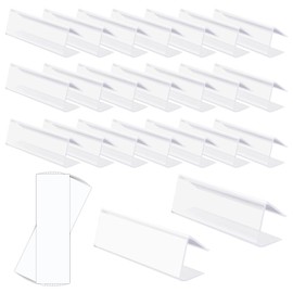 30pcs Clear Shelf Label Holder, Bookshelf Clips for Labeling with 30 Label Inserts Bookshelf Tags Clip Library Shelf Markers Holder for Home Office Wardrobe