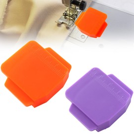 2 Pieces Magnetic Seam Guide for Sewing Machine, Multifunctional Hem Guide for Sewing Machine, Polygonal Multifucntional Seam Guide Hemmer with Scale, Sewing Supplie Accessories (Orange/Purple)