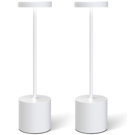 Cordless Table Lamps Rechargeable Set of 2, Portable LED Desk Lamp, 5000mAh Battery Powered Wireless Table Light - 3 Color Dimmable Lighting for Restaurant Dining Patio Outdoor Bedroom(White)