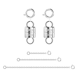 925 Sterling Silver Necklace Extender and Clasps - Jewelry Extender Kit with 3 Extender Chains & 2 Secure Clasps for Adjustable Necklaces & Bracelets, Sterling Silver Jewelry Accessories