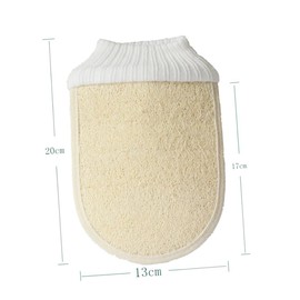 MERRYHAPY 6pcs Set Bath Mitt Bathtub Glove Exfoliating Towel Cleaning Body Strap Sponges Handled Bath Scrunchies Scrub Lotion Applicator Beige