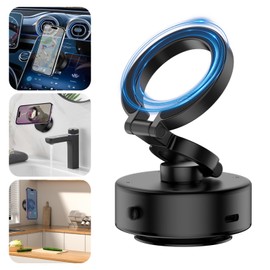 Electric Vacuum Magnetic Suction Phone Mount, 360 Rotatable Car Magnetic Phone Holder, Vacuum Suction Phone Holder for Car, Universal Magnetic Car Mount for Smooth Surface (Black-Upgraded Version)