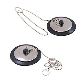 DBOO 2 Pack Universal Bathtub Plug And Chain Drain Stopper 45mm Metal Bath Plug Replacement Chrome Drain Plug With Chain For Shower Ceramic Sink Bathroom Caravan