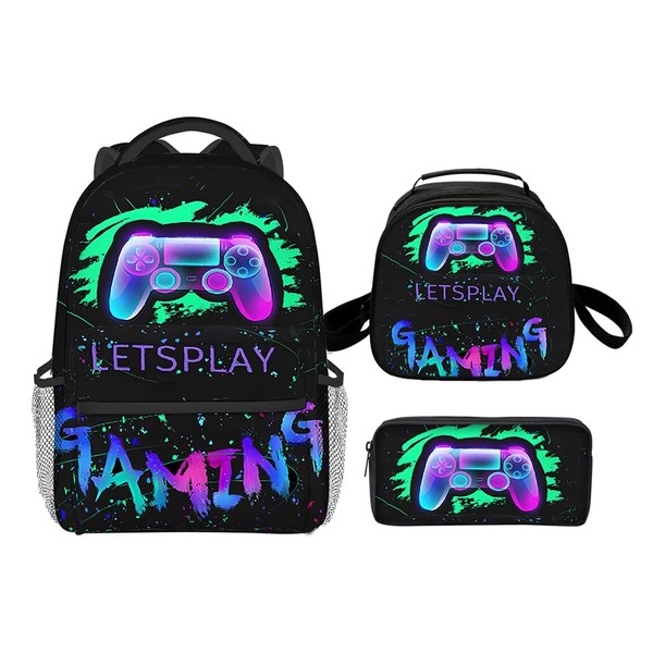 Oiibid Gamer Backpack 3pcs, Multiple Themes, Suitable For Work, 17