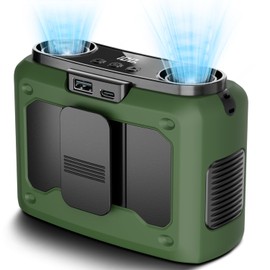 4-in-1 Portable Waist Fan, 20000mAh Dual-Motor Personal Rechargeable Fan [235H Max], 10 Speeds 22000RPM Clip-on Wearable Belt & Hands-Free Neck Fan for Outdoor, Camping, Travel, Jobsite - Green