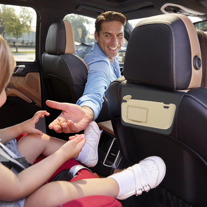 Mobestech Beige Driver Side Sun Visor with Mirror Replacement Car