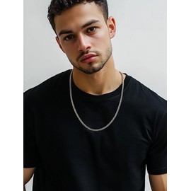 3mm 316L Stainless Steel Miami Cuban Chains Necklaces Hip Hop Punk Jewelry Waterproof Curb Cuban Link Chain Necklace for Men & Women 26 inches