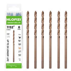 HLOFIZI Brocas largas de cobalto de 7/32 x 6 pulgadas (paquete de 6), perforación para madera dura, aluminio y metal blando