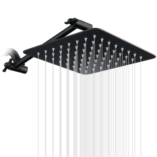 BRIGHT SHOWERS Rain Shower Head with 10 Inch Adjustable Extension