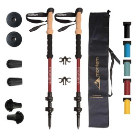 Montem Ultra Light 100% Carbon Fiber Trekking, Walking, and Hiking Poles - One Pair (2 Poles) - Ultra Light, Quick Locking, and Ultra Durable (Sequoia Red (Complete Set))