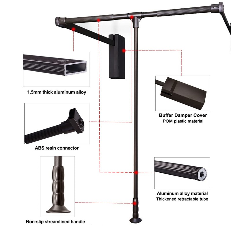 Pull Down Closet Rod for Hanging Clothes, Retractable Wardrobe Hanger