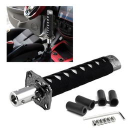 KVAEY Samurai Sword Shift Knob, Automotive Katana Manual Transmission Gear Shift Handle, Universal Aluminum Alloy Stick Shift Knob for Most Manual Vehicles, Car Accessories (Black+White)