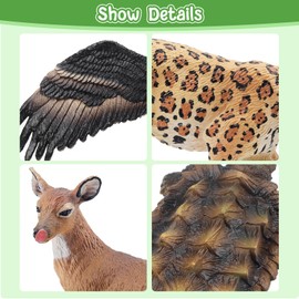 Toymany 14PCS Mini North American Forest Animals Figurines, Realistic Jungle Animal Toys Includes Elk Pronghorn Leopard Gey Fox for Kids Adults Toddlers