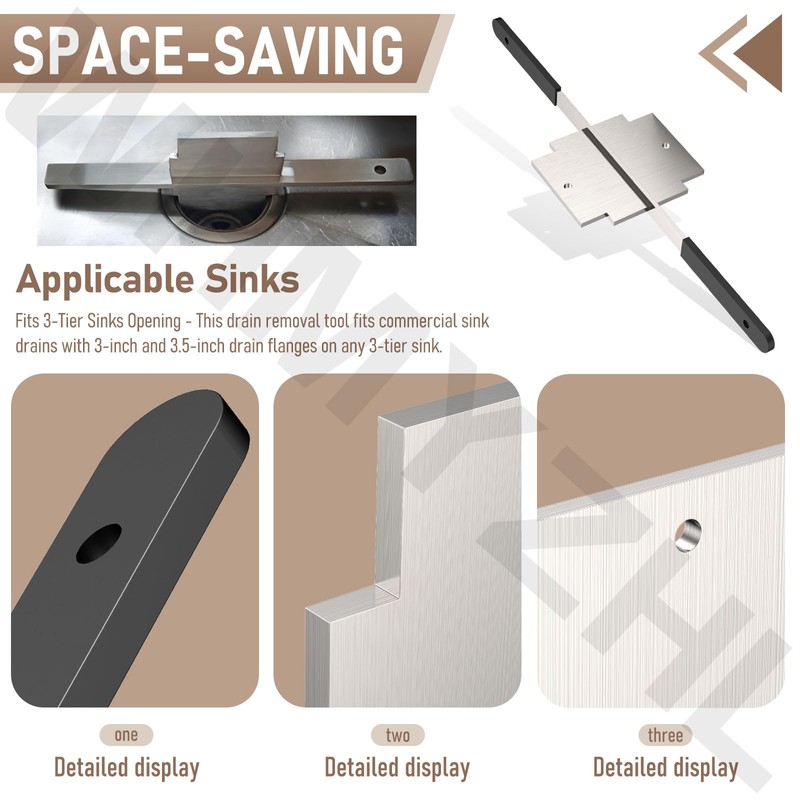 Waste Drain Tool for 3 Tier Sink in Commercial Kitchens