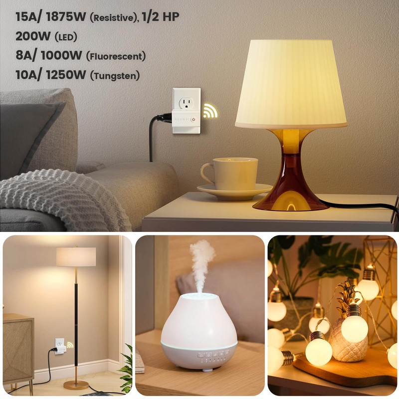 SURAIELEC 3 Way Wireless Light Switch, Remote Control Outlet, Decorator