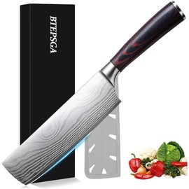 BTEPSGA 7" Nakiri Knife, Razor-Sharp High Carbon Steel Cleaver, Multipurpose Asian Chef Knife with Ergonomic Handle, Easy Clean Kitchen Knife & Gift Ready
