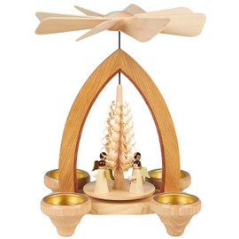 Seiffener Volkskunst | Erzgebirgische Weihnachtspyramide | 25 cm hoch | traditionelle Volkskunst aus dem Erzgebirge | mit Engel