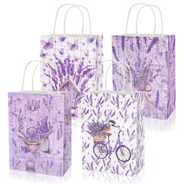 Konsait Lavender Gift Bags, 16 Pack Purple Bag with Handles, Idea for Birthday, Wedding, Anniversary, Greeting and More