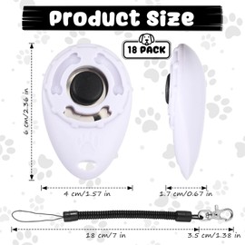 Frienda 18 Pieces Dog Training Clicker, Pet Behavioral Training Clickers with Wrist Strap for Dogs Cats Puppy Birds Horses (White)