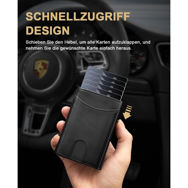 UNOSEKS Men's Wallet RFID Blocking Carbon Fibre Men's, black, Leather