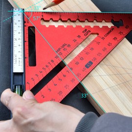 Framing Square, Speed Square 7 Inch Rafter Square with Level High Accuracy Aluminum Alloy Detachable Triangle Square Ruler Carpenter Square for Woodworking (Red)