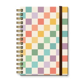 Bansutay Cute Spiral Notebook Journal for Women,Lined Notebooks 5.75” x 8.38”, A5 Hardcover Spiral Journals, College Ruled Notebook for Writing Work School,Colorful Checkerboard