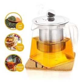 11.8oz Glass Teapot with Infuser, Borosilicate Glass Tea Kettle for Loose Leaf Tea, High Borosilicate Clear Glass Tea Pots for Loose Leaf Tea and Blooming Tea, Stovetop Save (350ML)