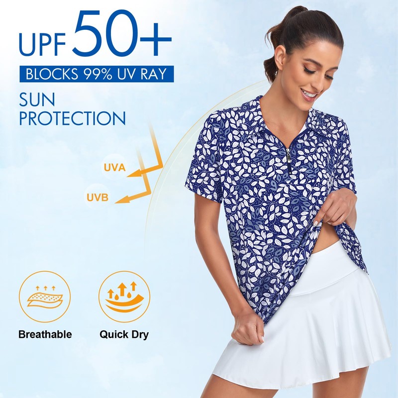 Tanst Sky Womens Golf Shirts, Loose Fit Short Sleeve Golf