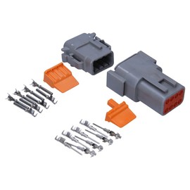 Kalitec KALI-1408 German DTM Connector Set 8-Pin I Car Plug Waterproof IP6K9K, IP68 for Motorcycle Car I AWG 22-16 Voltage 250 VDC I Housing Material PA GF I Cable Connector Grey