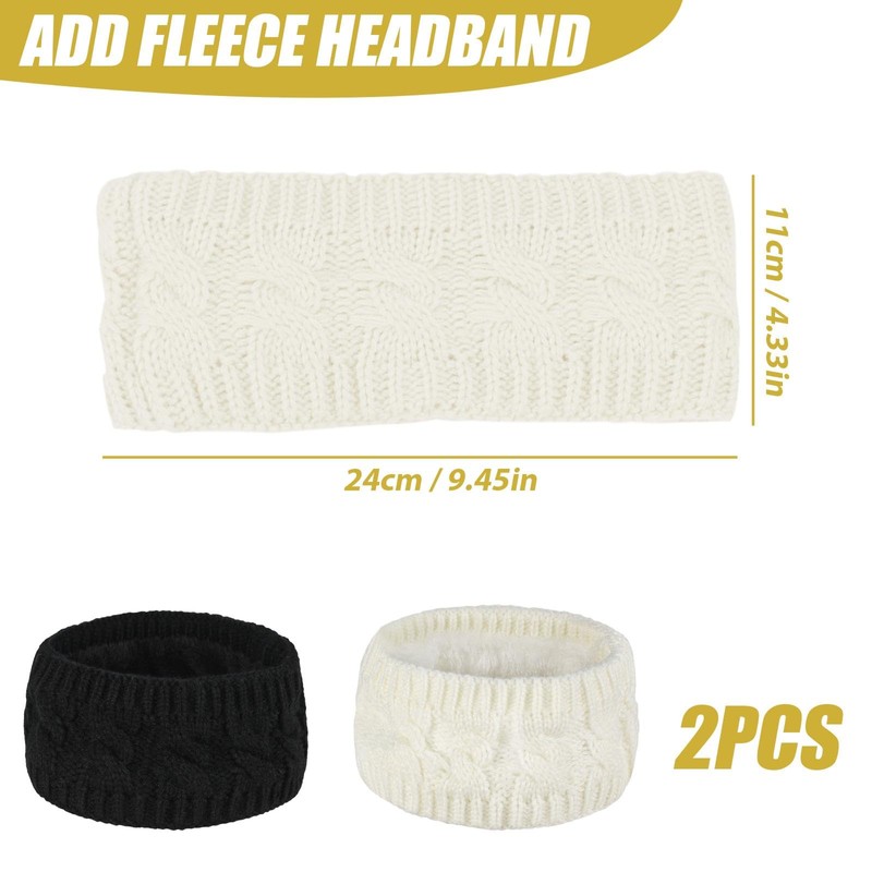 Pack of 2 Plus Velvet Headbands, Warm Hearing Protection Headbands,