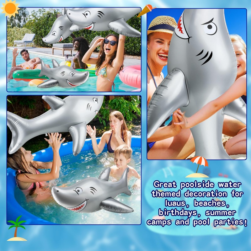 3 Pack 40 Inch Inflatable Shark Large Blow Up Shark